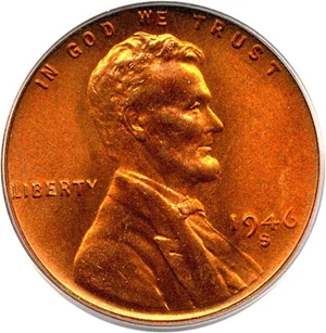 image for: 1946-S 1c PCGS MS67 RD
