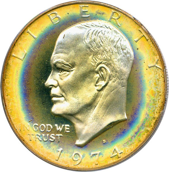 image for: 1974-S $1 PCGS Proof 68 DCameo (Silver)  * Color *