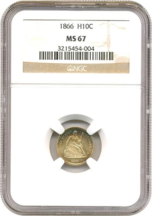 image for: 1866 H10c NGC MS67 * Color *