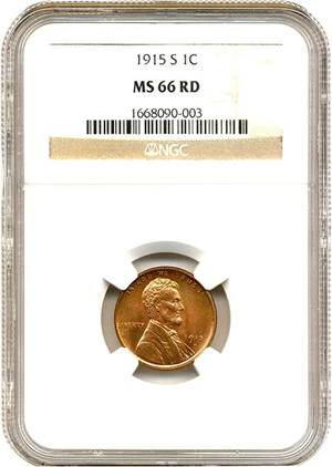 image for: 1915-S 1c NGC MS66 RD