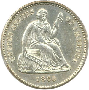 image for: 1863 H10c PCGS MS61 OGH
