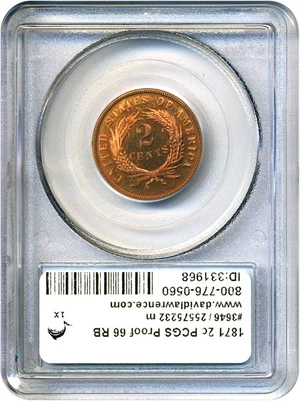 image for: 1871 2c PCGS/CAC Proof 66 RB