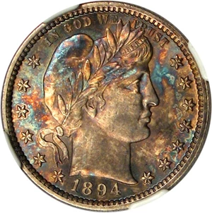 image for: 1894 25c NGC/CAC MS63 * Color *