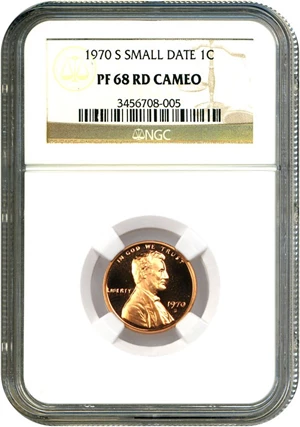 image for: 1970-S 1c NGC Proof 68 RD Cameo (Small Date)
