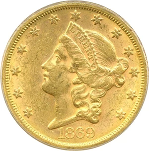 image for: 1869-S $20 PCGS/CAC MS61