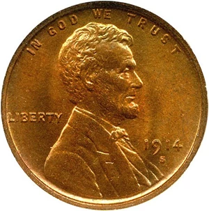 image for: 1914-S 1c NGC/CAC MS65 RD