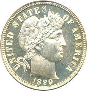 image for: 1899 10c PCGS Proof 65 Cameo
