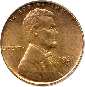 image for: 1931-D 1c PCGS MS64 RD