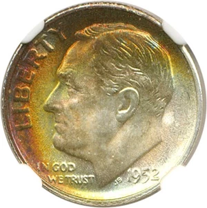 image for: 1952-S 10c NGC MS67+ (Star) *Color*
