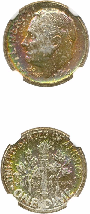 image for: 1960-D 10c NGC MS67+ (Star) *Color*