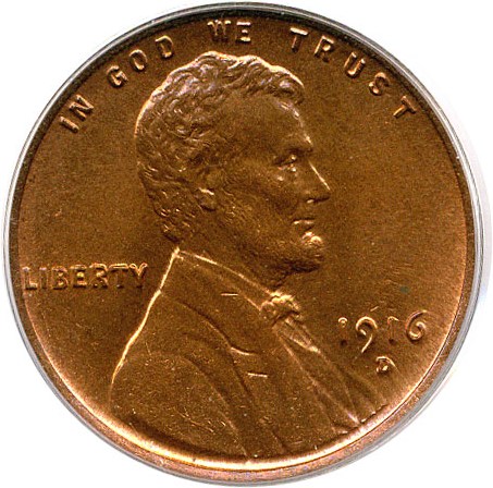 image for: 1916-D 1c PCGS MS65 RD