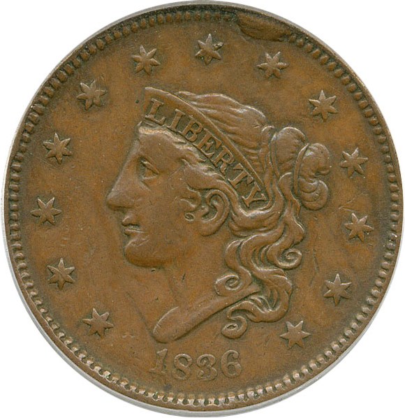 image for: 1836 1c PCGS XF40