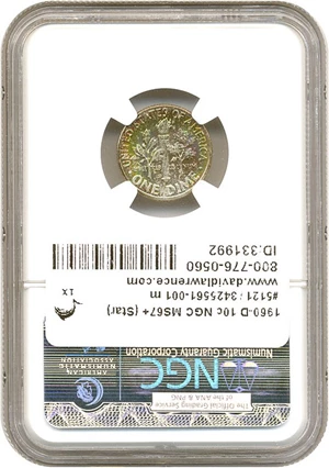 image for: 1960-D 10c NGC MS67+ (Star) *Color*