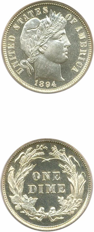 image for: 1894 10c PCGS Proof 67 Cameo