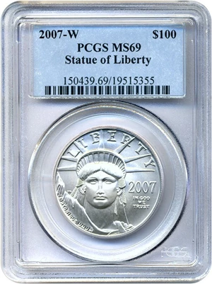 image for: 2007-W $100 PCGS MS69 (Platinum Eagle)
