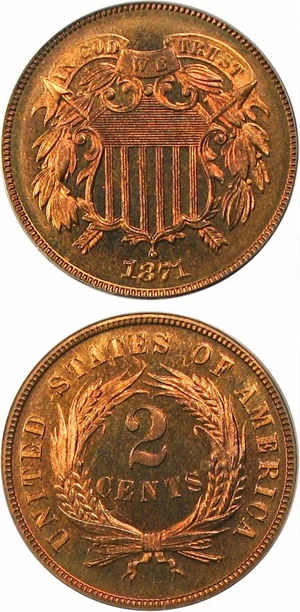 image for: 1871 2c PCGS/CAC Proof 66 RB