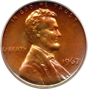 image for: 1967 1c PCGS MS67 RD (SMS) *Color*