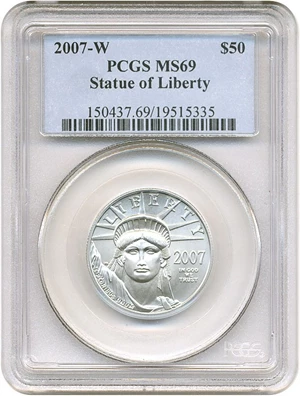 image for: 2007-W $50 PCGS MS69 (Platinum Eagle)