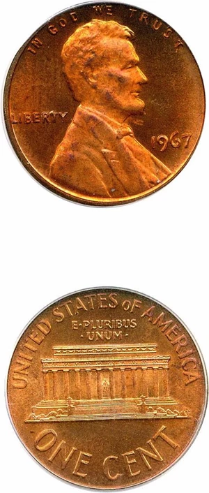 image for: 1967 1c PCGS MS67 RD Cameo (SMS)