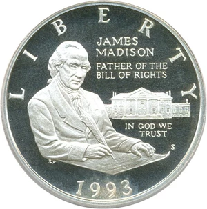 image for: 1993-S 50c PCGS Proof 70 DCameo (Madison)