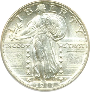 image for: 1917 25c PCGS/CAC MS65 (Type 2) OGH