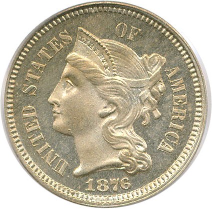 image for: 1876 3cN PCGS Proof 65 Cameo