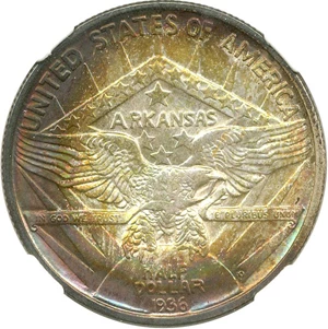 image for: 1936-D Arkansas 50c NGC MS66 (Star) *Color*
