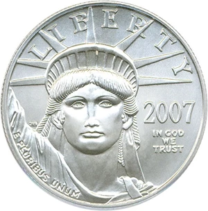 image for: 2007-W $50 PCGS MS69 (Platinum Eagle)