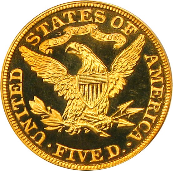 image for: 1896 $5 PCGS Proof 63 DCameo
