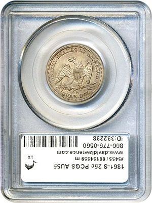 image for: 1861-S 25c PCGS AU55