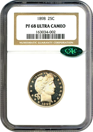 image for: 1898 25c NGC/CAC Proof 68 UCameo