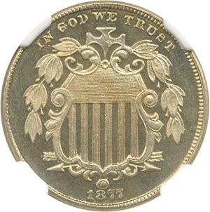 image for: 1877 5c NGC Proof 66 Cameo