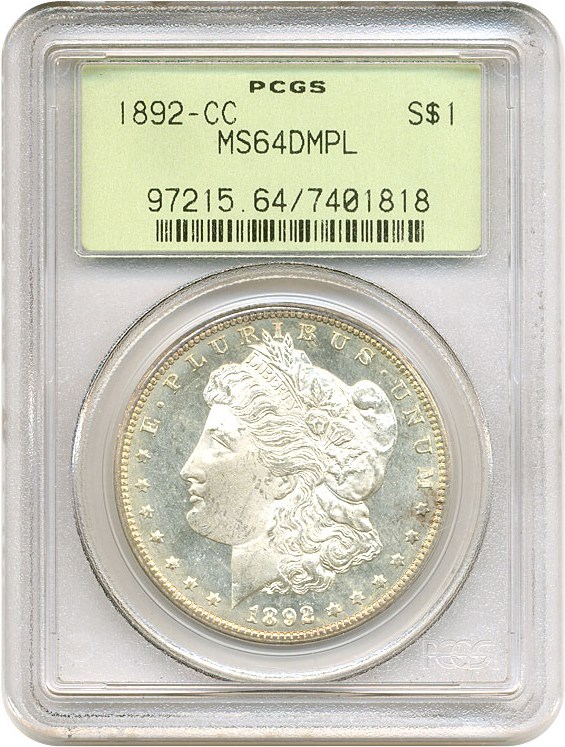 image for: 1892-CC $1 PCGS MS64 DMPL OGH