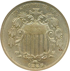 image for: 1883/2 5c NGC AU58 (Shield)