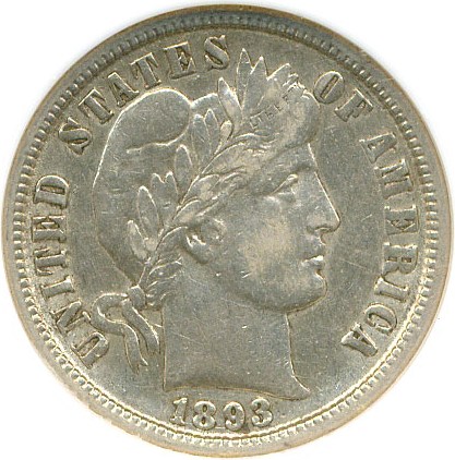 image for: 1893-O 10c NGC VF35