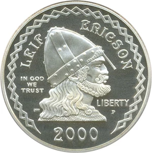 image for: 2000-P $1 PCGS Proof 69 DCameo (Leif Ericson)
