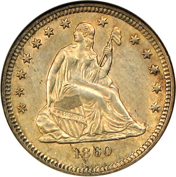 image for: 1860-O 25c ANACS UNC Details (Cleaned)