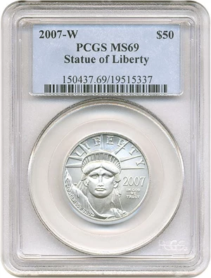 image for: 2007-W $50 PCGS MS69 (Platinum Eagle)
