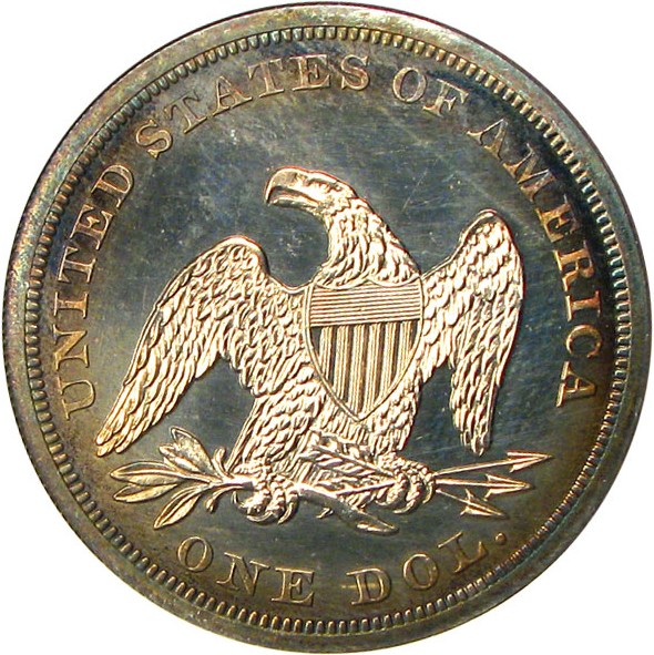 image for: 1863 $1 NGC Proof 63 Cameo * Color *