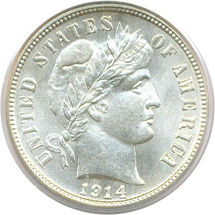 image for: 1914-S 10c PCGS/CAC MS66