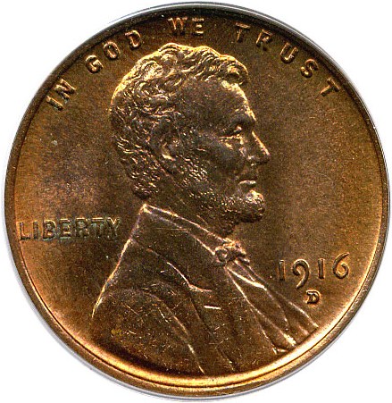 image for: 1916-D 1c PCGS MS65 RD