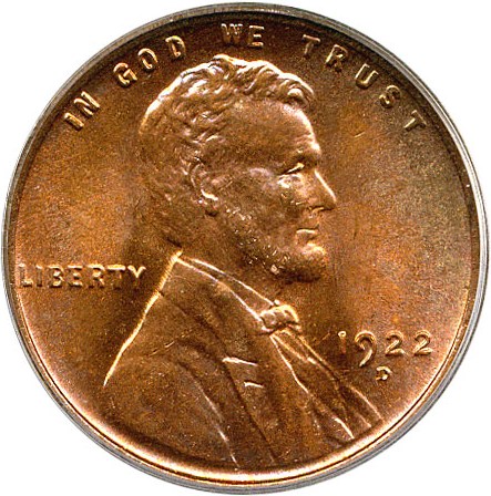 image for: 1922-D 1c PCGS Secure MS65 RD