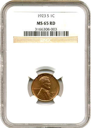 image for: 1923-S 1c NGC MS65 RD