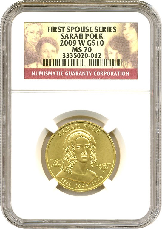 image for: 2009-W $10 NGC MS70 (Sarah Polk)