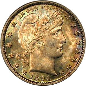 image for: 1894-S 25c PCGS/CAC MS64