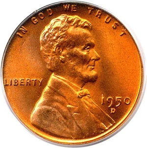 image for: 1950-D 1c PCGS MS67 RD
