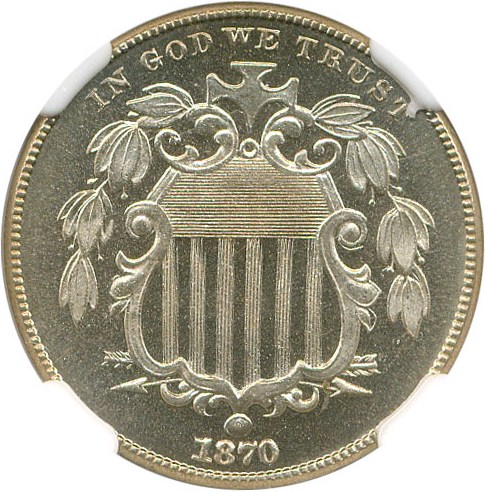 image for: 1870 5c NGC Proof 65 Cameo