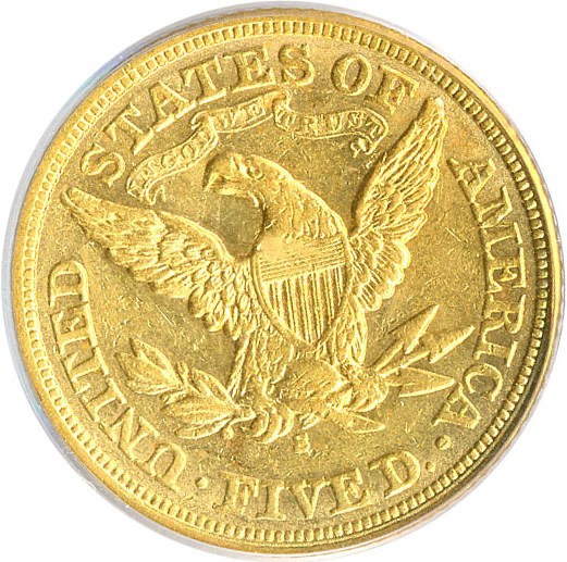 image for: 1869-S $5 PCGS AU53