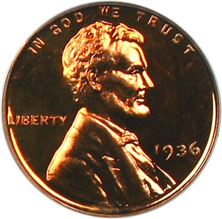 image for: 1936 1c PCGS/CAC Proof 65 RD (Type 2, Brilliant Finish)