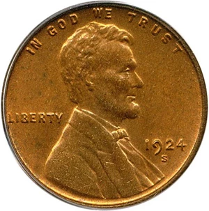 image for: 1924-S 1c PCGS MS64 RD